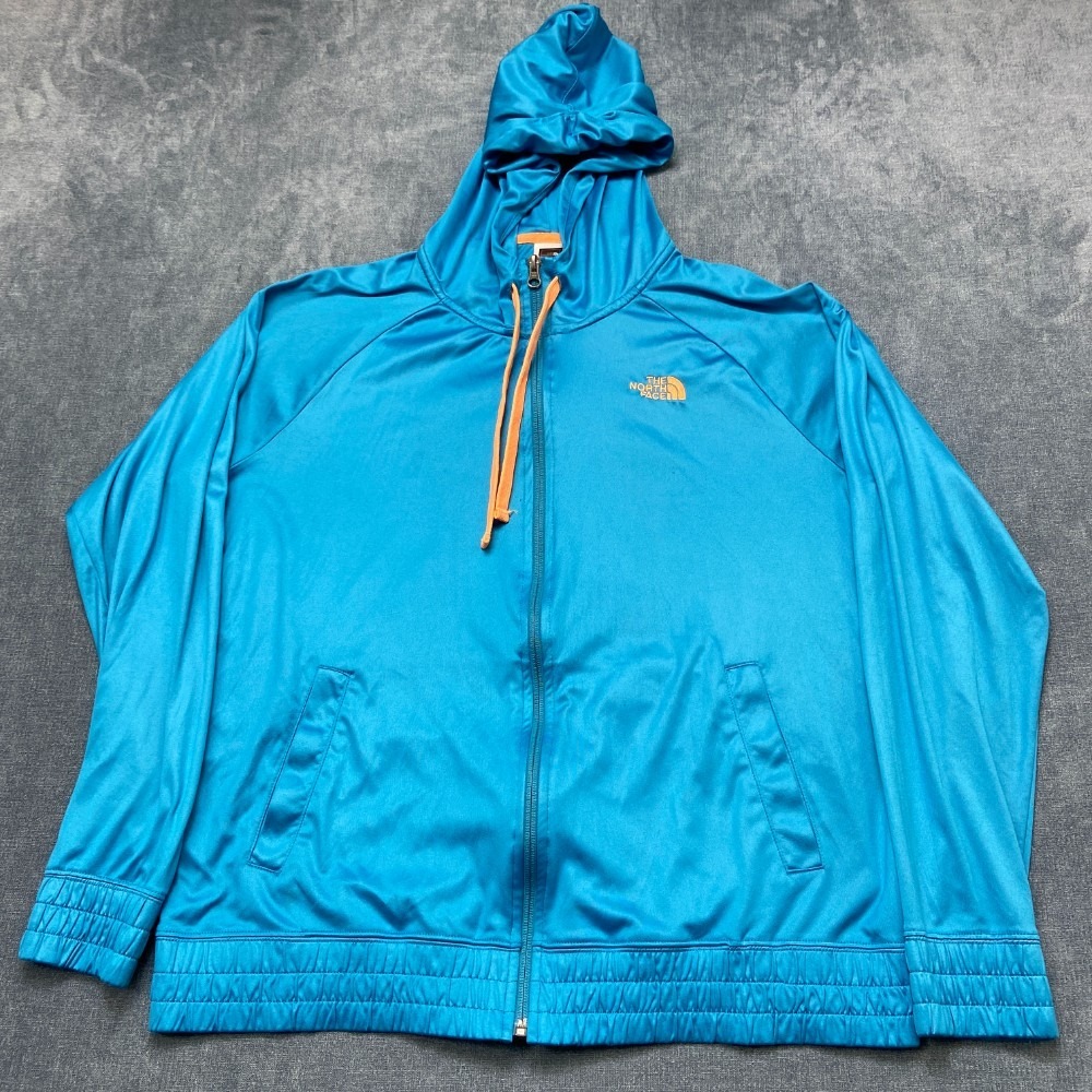 The North Face Hoodie Womens XL Blue Logo Raglan Sleeve Full Zip Drawstring